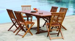 MACAO Salons De Jardin·Ensemble Repas|Salon de jardin en teck huilé Table ovale 120/180cm 6 chaises