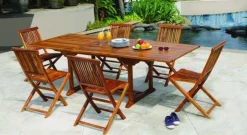 MACAO Salons De Jardin·Ensemble Repas|Salon de jardin en teck huilé Table ovale 120/180cm 6 chaises