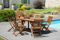 MACAO Salons De Jardin·Ensemble Repas|Salon de jardin en teck huilé Table rectangulaire 120/180cm 6 chaises