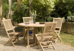 SUMMER Salons De Jardin·Ensemble Repas|Salon de jardin en Teck table ronde 120cm 4 chaises