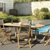SUMMER Salons De Jardin·Ensemble Repas|Salon de Jardin Table Teck 150/200cm + 6 Chaises pliantes