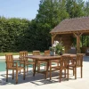 MACAO Salons De Jardin·Ensemble Repas|Salon de jardin teck huilé table pieds tréteaux 180/240 + 6 fauteuils