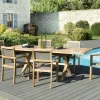 SUMMER Salons De Jardin·Ensemble Repas|Salon de Jardin Teck Table extensible 180/240 + 6 fauteuils empilables ref. 30020851