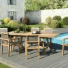 SUMMER Salons De Jardin·Ensemble Repas|Salon de Jardin Teck Table extensible 180/240 + 6 fauteuils empilables ref. 30020850