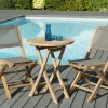 SUMMER Salons De Jardin·Ensemble Repas|Salon de Jardin Teck Table D60 + 2 chaises pliantes ref. 30020847