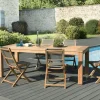 OUTDOOR BERGEN Salons De Jardin·Ensemble Repas|Salon de Jardin Teck Table 220x100 + 6 chaises pliantes BERGEN ref. 30020836