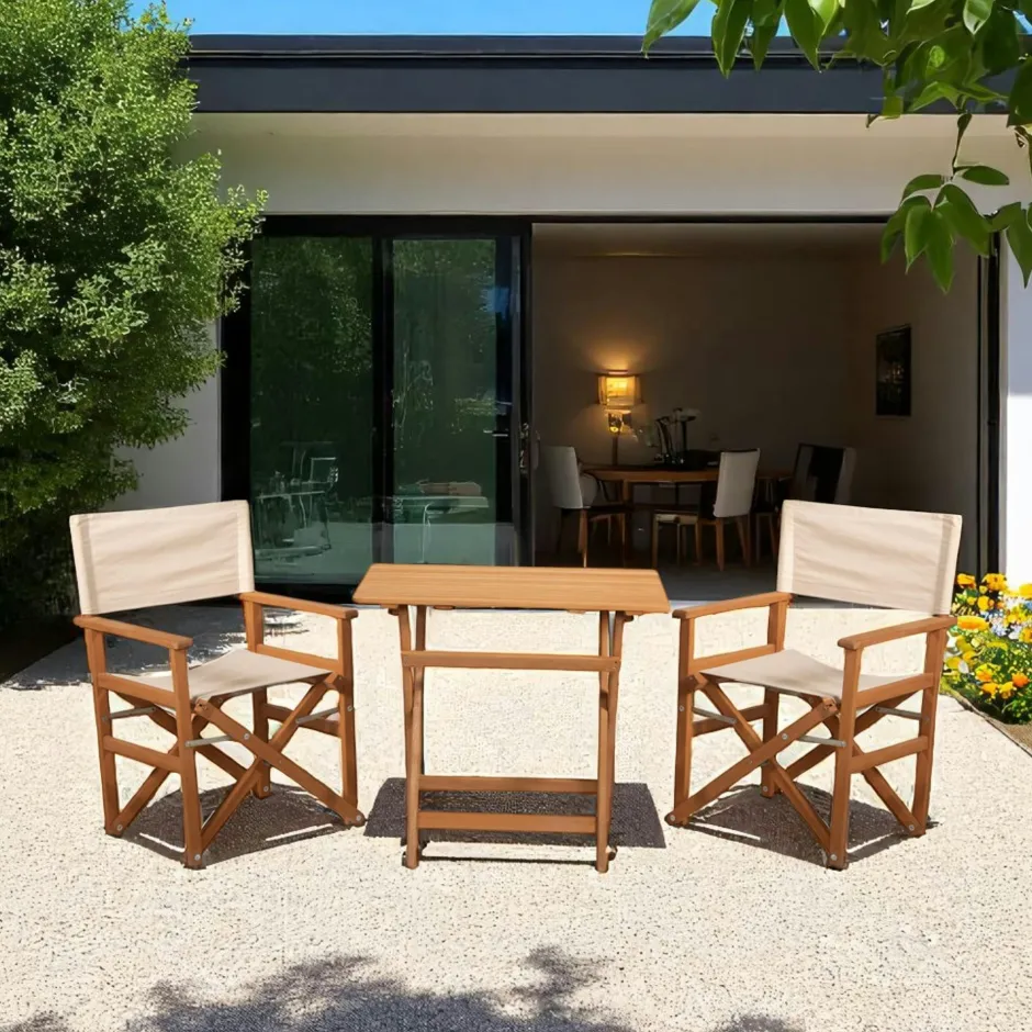 TALIFA Salons De Jardin·Ensemble Repas|Tables De Jardin|Salon jardin 2 places compact en bois