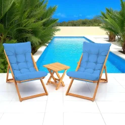 SORA Salons De Jardin·Salons Détente|Transats / Bains De Soleil|Salon jardin détente 2 places beige - bois et toile