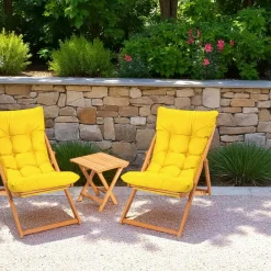 SORA Salons De Jardin·Salons Détente|Transats / Bains De Soleil|Salon jardin détente 2 places beige - bois et toile