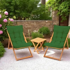 SORA Salons De Jardin·Salons Détente|Transats / Bains De Soleil|Salon jardin détente 2 places vert - bois et toile