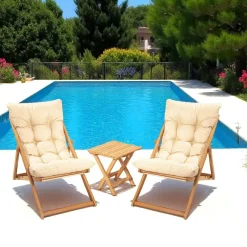 SORA Salons De Jardin·Salons Détente|Transats / Bains De Soleil|Salon jardin détente 2 places vert - bois et toile