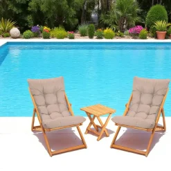 SORA Salons De Jardin·Salons Détente|Transats / Bains De Soleil|Salon jardin détente 2 places taupe - bois et toile