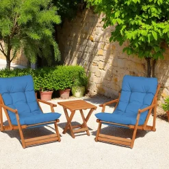 SORA Salons De Jardin·Salons Détente|Transats / Bains De Soleil|Salon jardin détente bleu - 2 assises confort