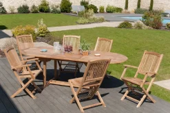 SUMMER Salons De Jardin·Ensemble Repas|Salon jardin Teck table ovale 180 cm 4 chaises 2 fauteuils