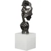 Objets Décoration·Figurines / Statues|Sculpture "En Secreto" visage et main gris sur socle H57cm