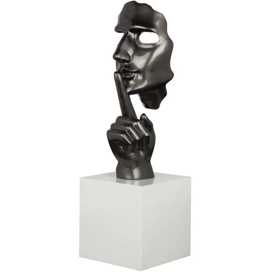 Objets Décoration·Figurines / Statues|Sculpture "En Secreto" visage et main gris sur socle H57cm
