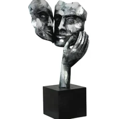 Objets Décoration·Figurines / Statues|Sculpture moderne "Amore" argent socle noir