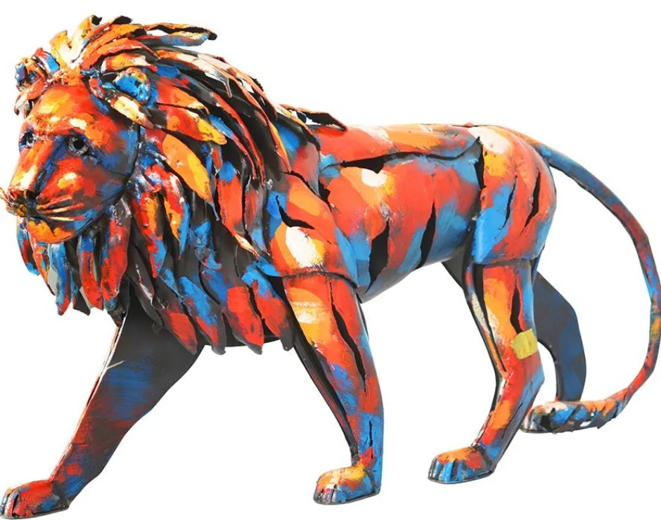 Objets Décoration·Figurines / Statues|Sculpture moderne en métal peint lion