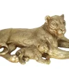 Objets Décoration·Figurines / Statues|Sculpture moderne lionne et lionceau couleur dorée