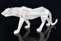 Objets Décoration·Figurines / Statues|Sculpture moderne panthère blanche effet marbre 68 cm