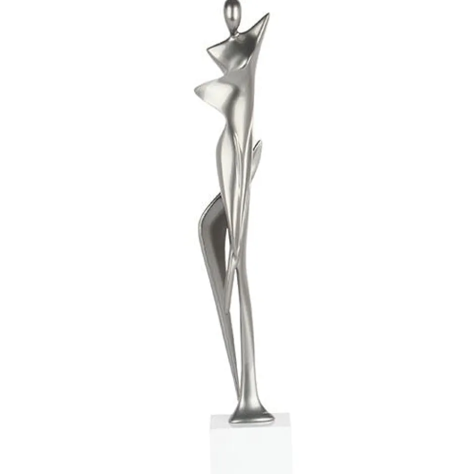 Objets Décoration·Figurines / Statues|Sculpture moderne silhouette de femme couleur argent 43 cm