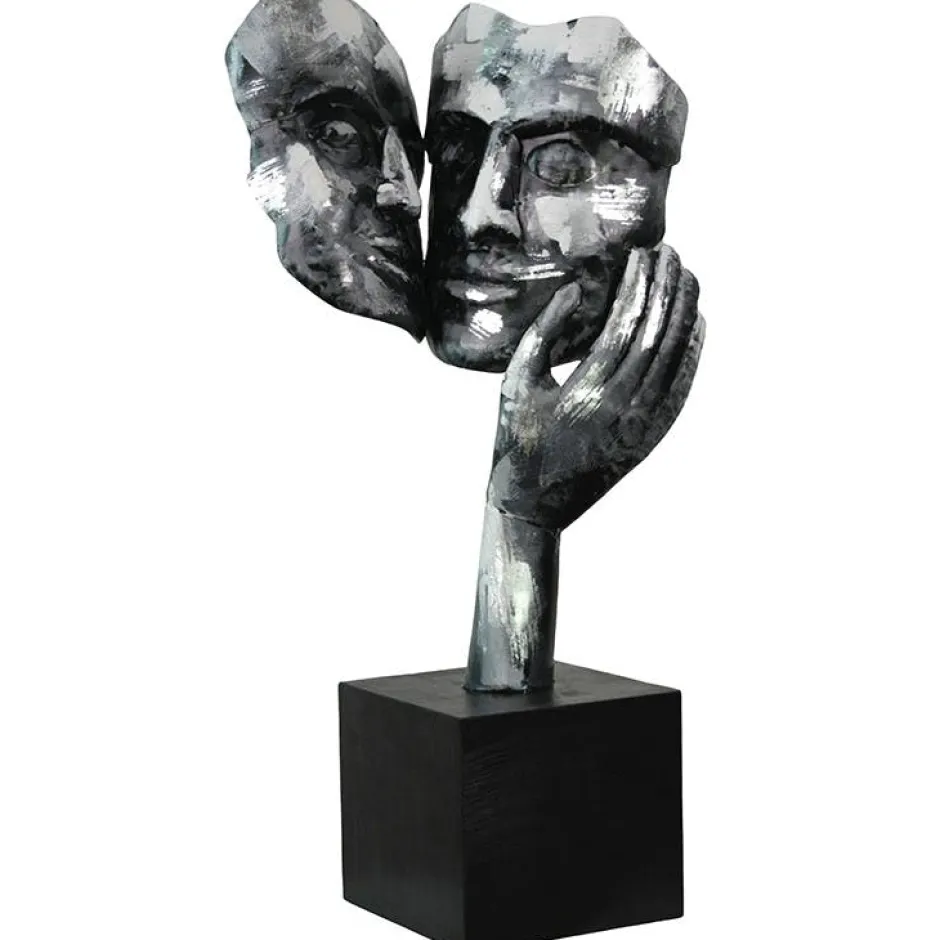 Objets Décoration·Figurines / Statues|Sculpture moderne silhouette de femme couleur argent 43 cm