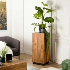 OTTAWA Sellettes En Métal|Sellette bois exotique carrée