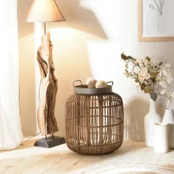 SHEFFIELD Sellettes En Métal|Tables D'Appoint En Métal|Sellette bois métal style industriel