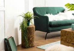 OTTAWA Sellettes En Métal|Tables D'Appoint Rondes|Sellette bois ronde mosaïque de teck