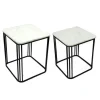 Sellettes En Métal|Tables D'Appoint En Métal|Sellette carrée plateau en marbre (lot de 2)