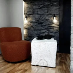 TRINITE Sellettes En Métal|Tables D'Appoint Rondes|Sellette effet pierre 56 cm