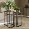NOVA Sellettes En Métal|Tables D'Appoint En Métal|Sellettes noir et or (lot de 3)