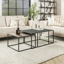 NOVA Sellettes En Métal|Tables D'Appoint En Métal|Sellettes noir et or (lot de 3)