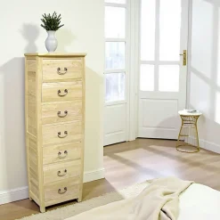 Tradition Meubles De Rangement·Semainiers|Semainier galbé bois exotique 141cm