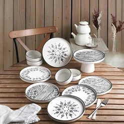 Arts De La Table·Vaisselle|Service à dessert moderne, 11 pièces noir et blanc EFIRA