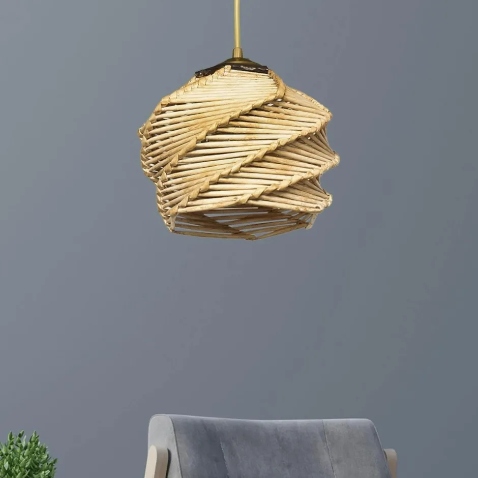 OLTEN Suspensions / Lustres|Suspension bohème forme boule - effet bambou