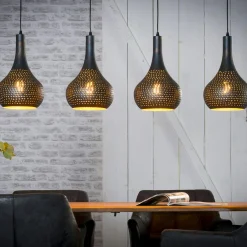 Lucknow Suspensions / Lustres|Suspension contemporaine 3 lampes ajourées bois de manguier