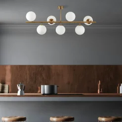 SIERRE Suspensions / Lustres|Suspension cuisine design – 7 globes sur barre