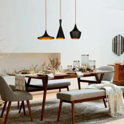 SILE Suspensions / Lustres|Suspension cuisine noire mat câble rouge, 3 formes