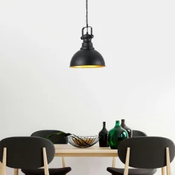 SILE Suspensions / Lustres|Suspension cuisine vintage noire & dorée avec poignée