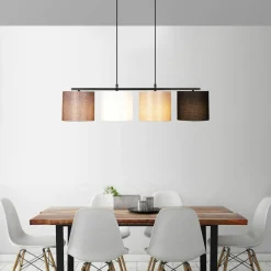 ZURICH Suspensions / Lustres|Suspension de table moderne, 4 abat-jour tons naturels