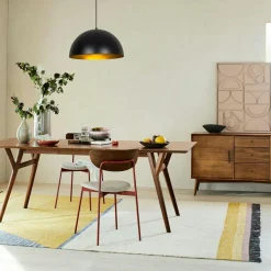 SILE Suspensions / Lustres|Suspension de table noire, dôme intérieur doré Ø40 cm