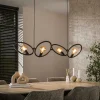 TRIBECA Suspensions / Lustres|Lampes À Poser·Lampe Style Industriel|Suspension de table noire 4 anneaux métal pivotants