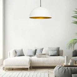 SILE Suspensions / Lustres|Suspension de table noire dôme intérieur doré Ø50 cm