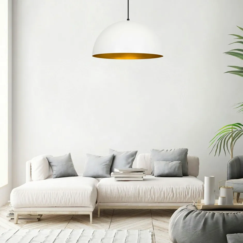 SILE Suspensions / Lustres|Suspension de table noire dôme intérieur doré Ø50 cm