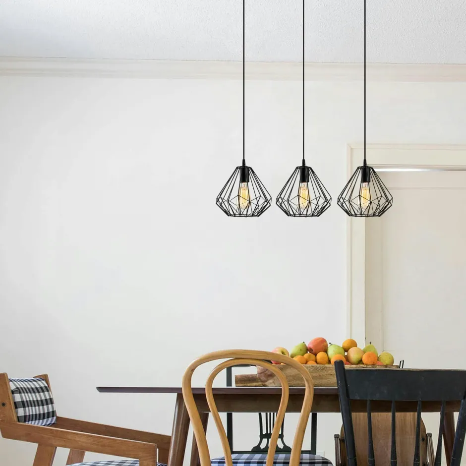 ERZIN Suspensions / Lustres|Suspension de table noire design diamant 3 abat-jour