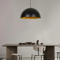 SILE Suspensions / Lustres|Suspension de table noire dôme intérieur doré Ø60 cm