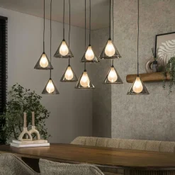 RALF Suspensions / Lustres|Suspension design en verre fumé 9 abat-jour coniques