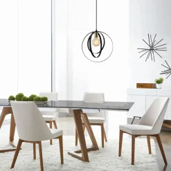 SILE Suspensions / Lustres|Suspension design noire filaire, anneaux entrelacés