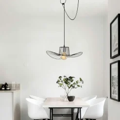 SINOP Suspensions / Lustres|Suspension design noire filaire ondulée, avec anneau